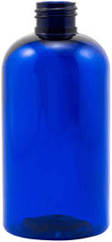 PET 8 oz. Cobalt  Blue Boston Rounds Plastic Bottles without caps #4027B-410-12