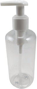 8 oz  Clear Boston Rounds  Tall PET Plastic Bottle with White Lotion Pump #7027CT-410-12