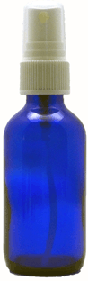 2 oz Blue Boston Round Glass Bottle with White Ribbed Sprayer<br><font color=green>Stem needs to be cut to size</font> #AEDL7