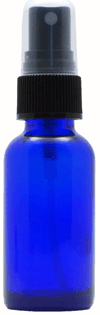 2 oz Blue Boston Round Glass Bottle with Black Ribbed Sprayer  #AEDL70-240