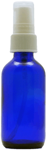 2 oz Blue Boston Round Glass Bottle with White Ribbed Treatment Pump #AEDL71-240