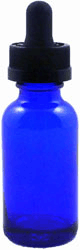1 oz Blue Boston Rounds Glass Bottle  with Child Resistant Pipettes<br><font color=green>  Use shrink band 5444 for tamper evident seal </font>    #BB01-12-CRC