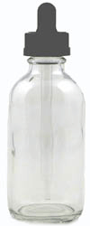 4 oz Clear Boston Round Glass Bottle with Child Resistant Pipettes #BC04-12-CRC