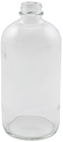 16 oz Clear Boston Round Glass Bottle without caps #BC16