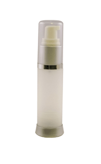 30ml Frost Matte Slv/Clear Cap Airless Pump Plastic Bottles<br><font color=red>New Discount Price</font> #D06L30