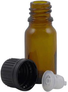 10 ml Amber Glass Euro-Dropper Bottles with cap black  #DBA10-24