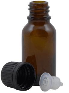 15 ml Amber Glass Euro-Dropper Bottles with cap black #DBA15-24