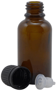 30 ml Amber Glass Euro-Dropper Bottles with cap black #DBA30-24