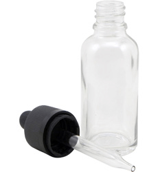 30 ml Clear Glass Euro-Dropper Bottles with CRC/Tamper Evident Silicon Bulb Pipette   <br><font color =red>NEW DISCOUNT PRICE  </font> #DBCT30-24