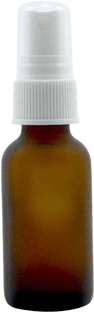 1 oz Amber Boston Rounds Frosted Glass Bottle with White Ribbed Spray    #FROST-AEDL1