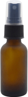 1 oz Amber Boston Rounds Frosted Glass Bottle with Black Ribbed Spray   #FROST-AEDL10