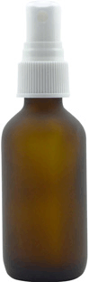 2 oz Amber Boston Rounds Frosted Glass Bottle with White Ribbed Spray    #FROST-AEDL2