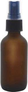 2 oz Amber Boston Rounds Frosted Glass Bottle with Black Ribbed Spray   #FROST-AEDL20