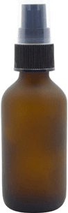 2 oz Amber Boston Round Frosted Glass Bottle with Black Ribbed Treatment Pump  #FROST-AEDL22