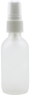 1 oz Frosted Boston Rounds Glass Bottle with White Ribbed Spray  #FROST-AEDL9