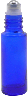 1/3 oz Blue Roll-On Glass Perfume Bottles with steel ball , fitment and cap. Click RB-Cap to choose cap color #RB-12-M