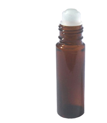 1/3 oz Amber Roll-On Glass Perfume Bottles with fitment and cap.  Click on RB-CAP to choose cap color #RB-13
